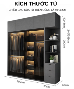 Kích thước tủ quần áo cánh kính