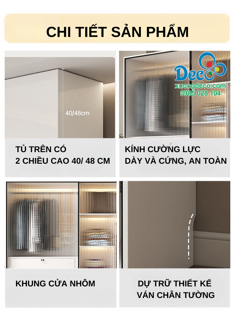 Chi tiết sản phẩm tủ áo cánh kính DTK121