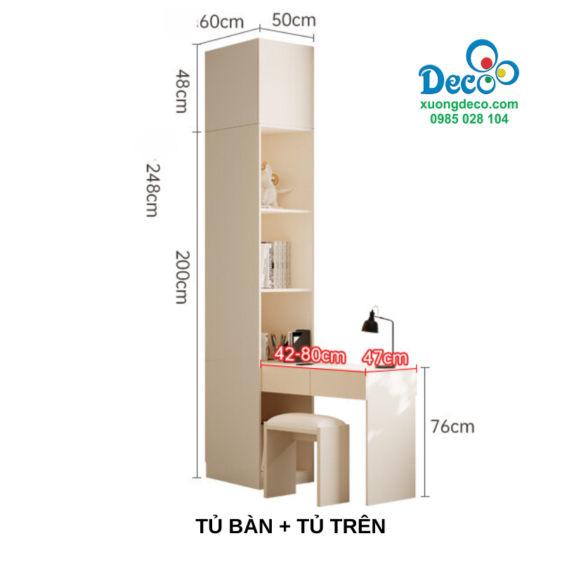 Kích thước tủ bàn, tủ trên