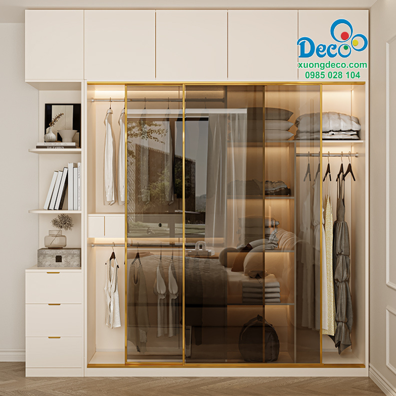 Tủ quần áo nhôm cánh kính Deco DTK134