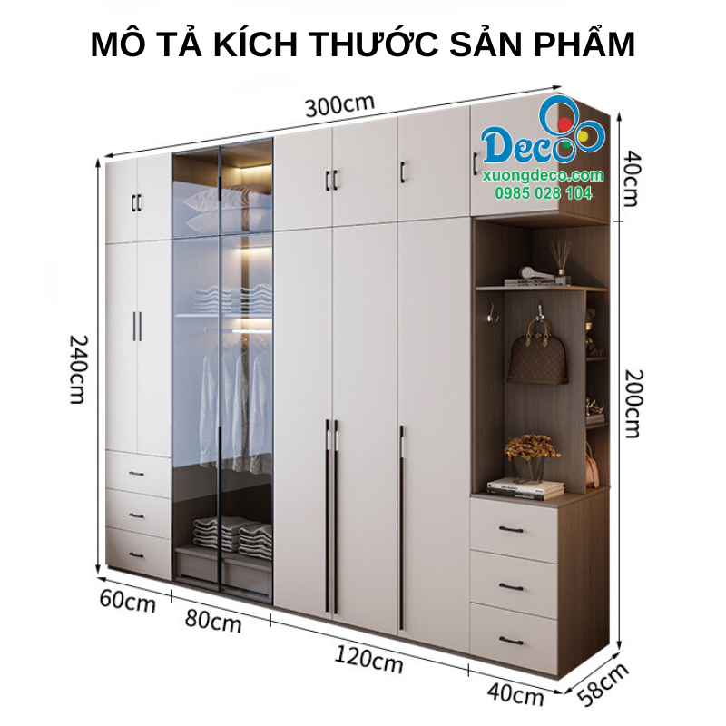 Kích thước tủ áo