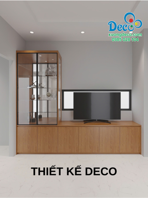 Deco thiết kế kệ tivi kết hợp tủ rượu