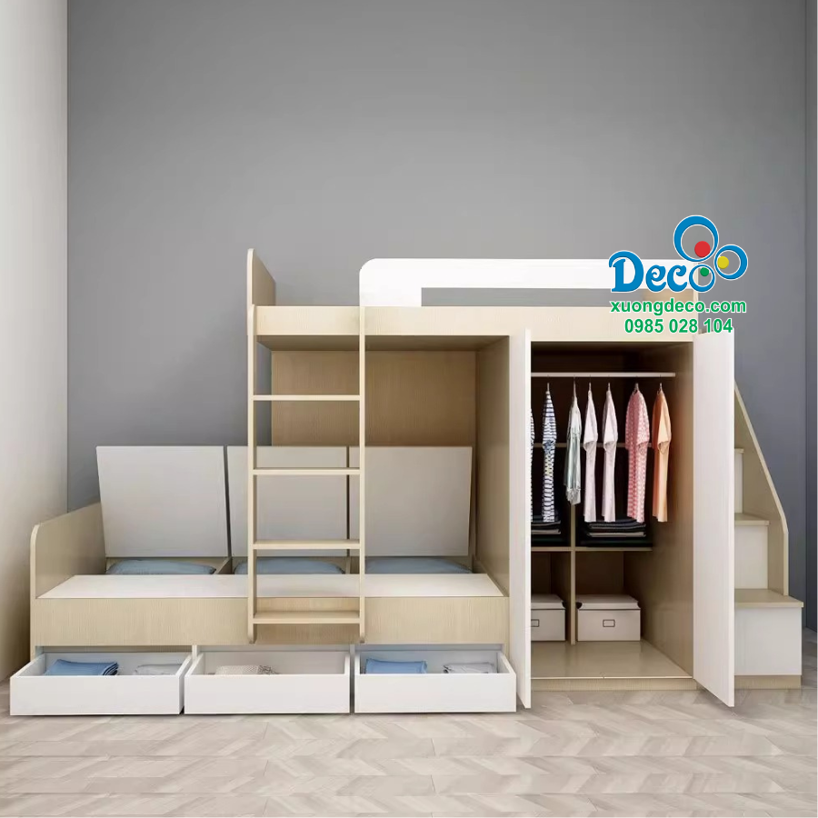 Giường tầng tích hợp tủ quần áo
