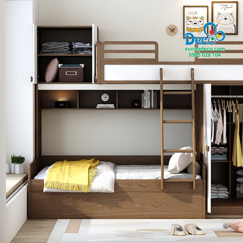Giường tầng tích hợp tủ quần áo