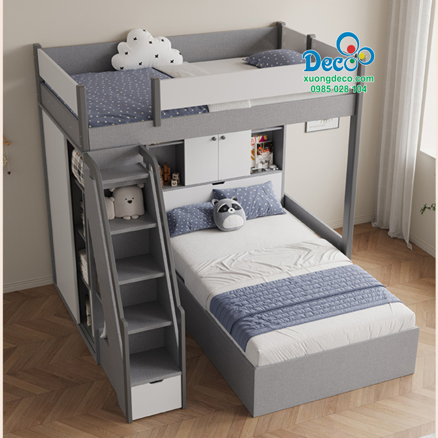 Giường tầng tích hợp với tủ quần áo