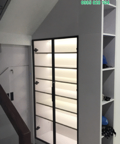 Tủ giày cánh kính kết hợp đèn led