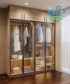 Tủ quần áo khung nhôm cánh kính Deco