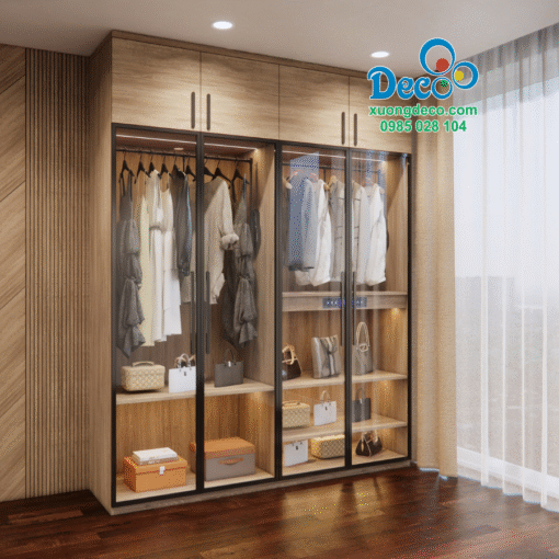Tủ quần áo khung nhôm cánh kính Deco