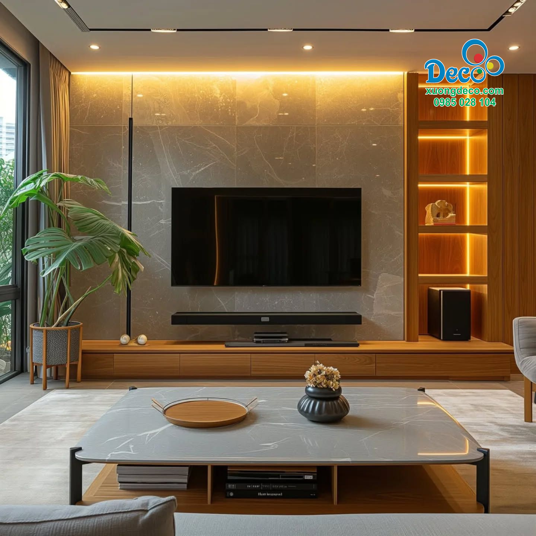 Tủ vách trang trí đơn giản