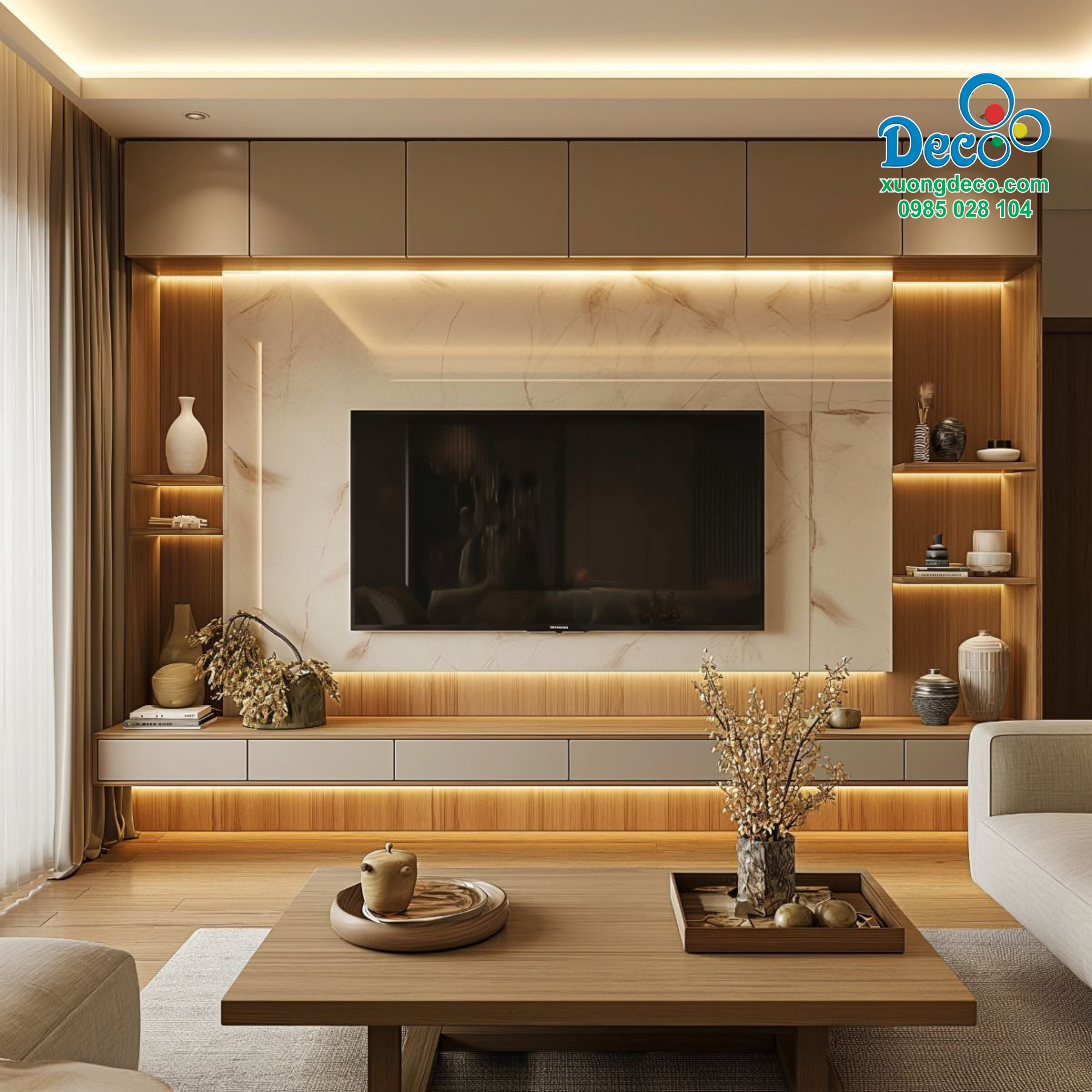 Tủ vách trang trí hiện đại