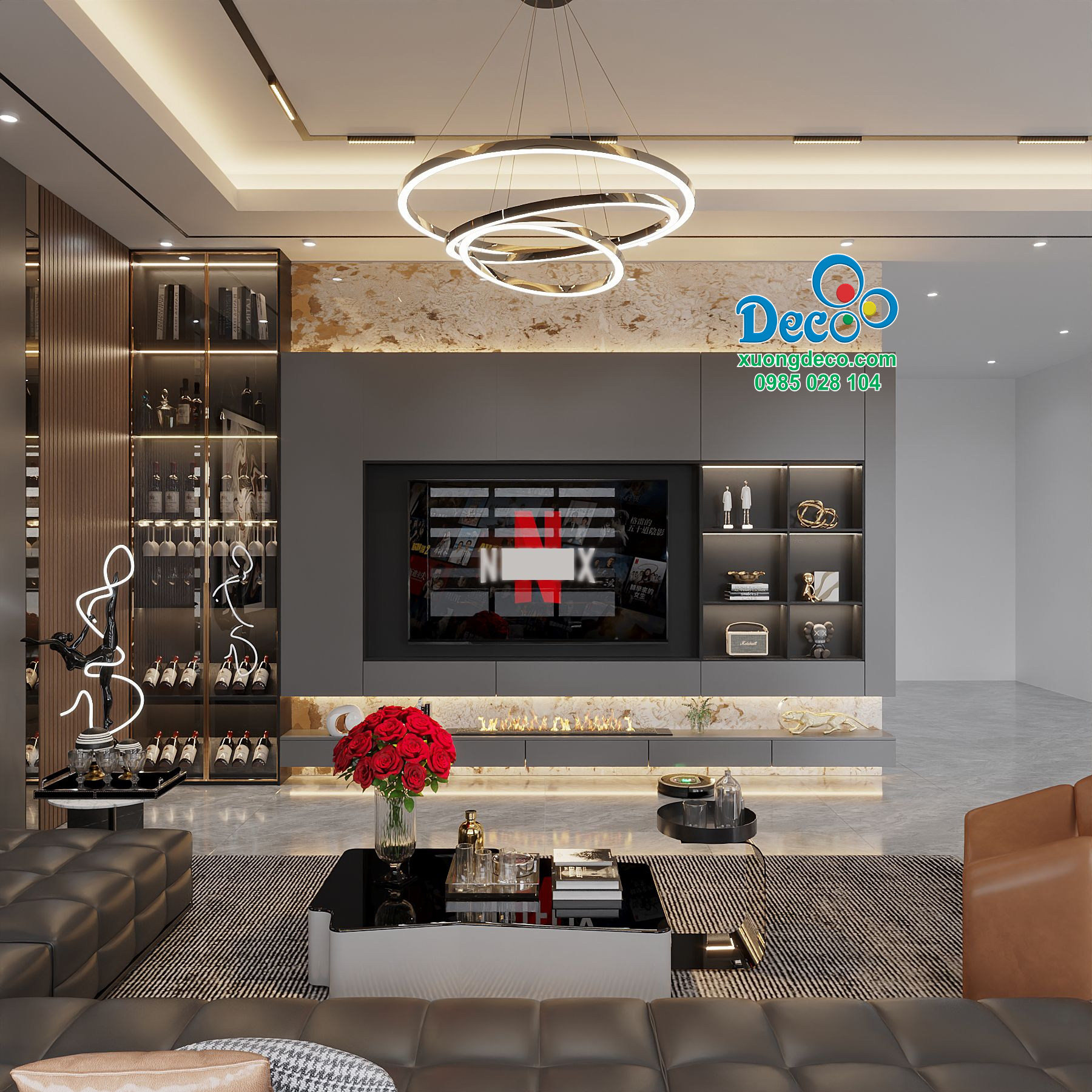 Tủ vách trang trí phòng khách