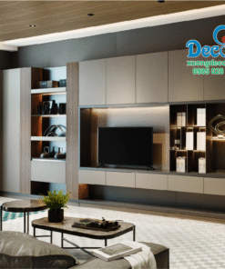 Tủ vách trang trí phòng khách sang trọng