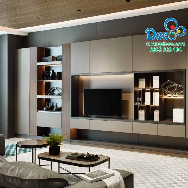 Tủ vách trang trí phòng khách sang trọng