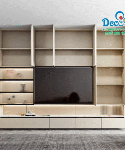 Không gian tủ vách trang trí phòng khách