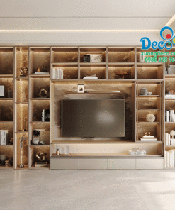 Tủ vách trang trí phòng khách cao cấp