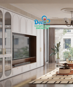 Tủ vách trang trí phòng khách đơn giản