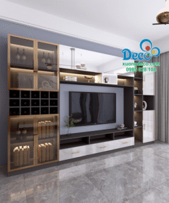 Tủ vách trang trí phòng khách hiện đại