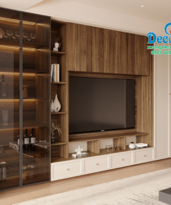 Tủ vách trang trí phòng khách hiện đại
