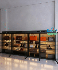 Tủ trưng bày đồ hiệu có máy sáy khử mùi chống nấm mốc