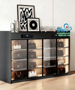 Tủ trưng bày túi xách tay hàng hiệu cánh kính sang trọng