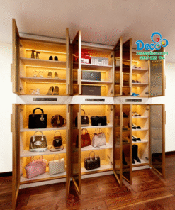 Tủ trưng bày và chăm sóc giày hiệu và túi xách tay hàng hiệu cánh kính sang trọng