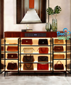 Tủ trưng bày và chăm sóc túi hàng hiệu cánh kính led sang trọng