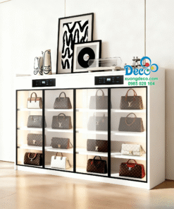 Tủ túi hàng hiệu màu trắng led sang trọng chống ẩm chống mốc