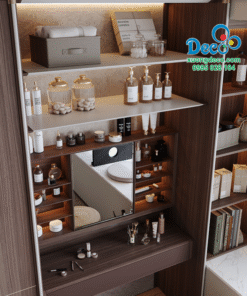 Thiết kế các kệ để đồ bên trên bàn trang điểm