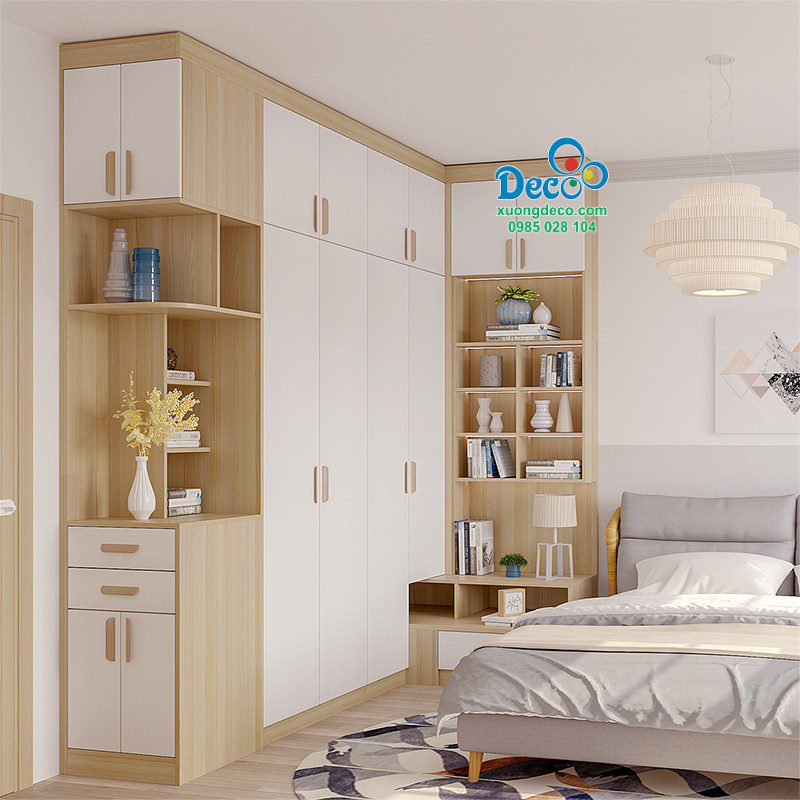 Tủ quần áo cánh gỗ chữ L