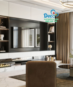 Thiết kế vách tivi kết hợp tủ trang trí
