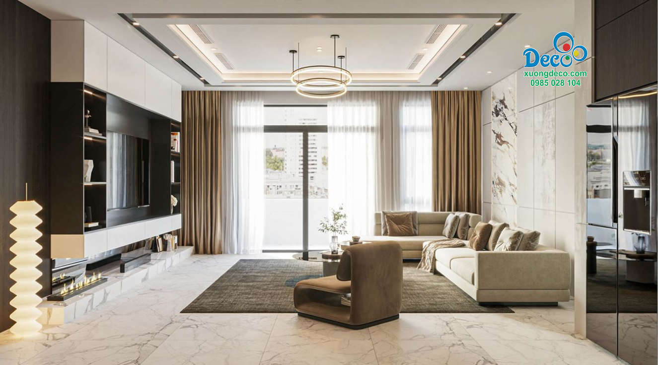 Tổng thể nội thất phòng khách hiện đại