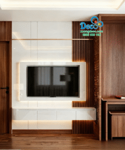 Vách trang trí kệ tivi phòng khách hiện đại