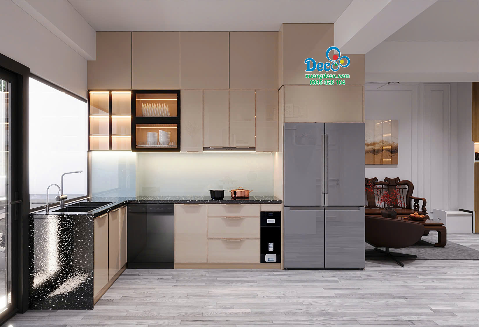 Tủ bếp inox cánh kính Deco DTB87