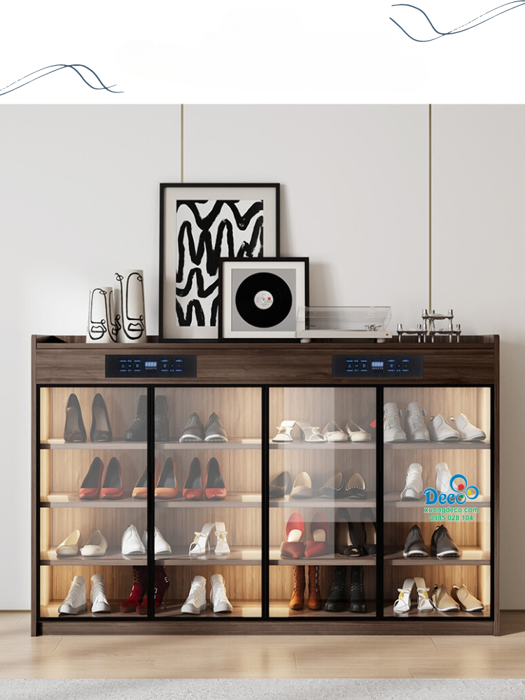 Tủ giày máy sấy cánh kính Deco