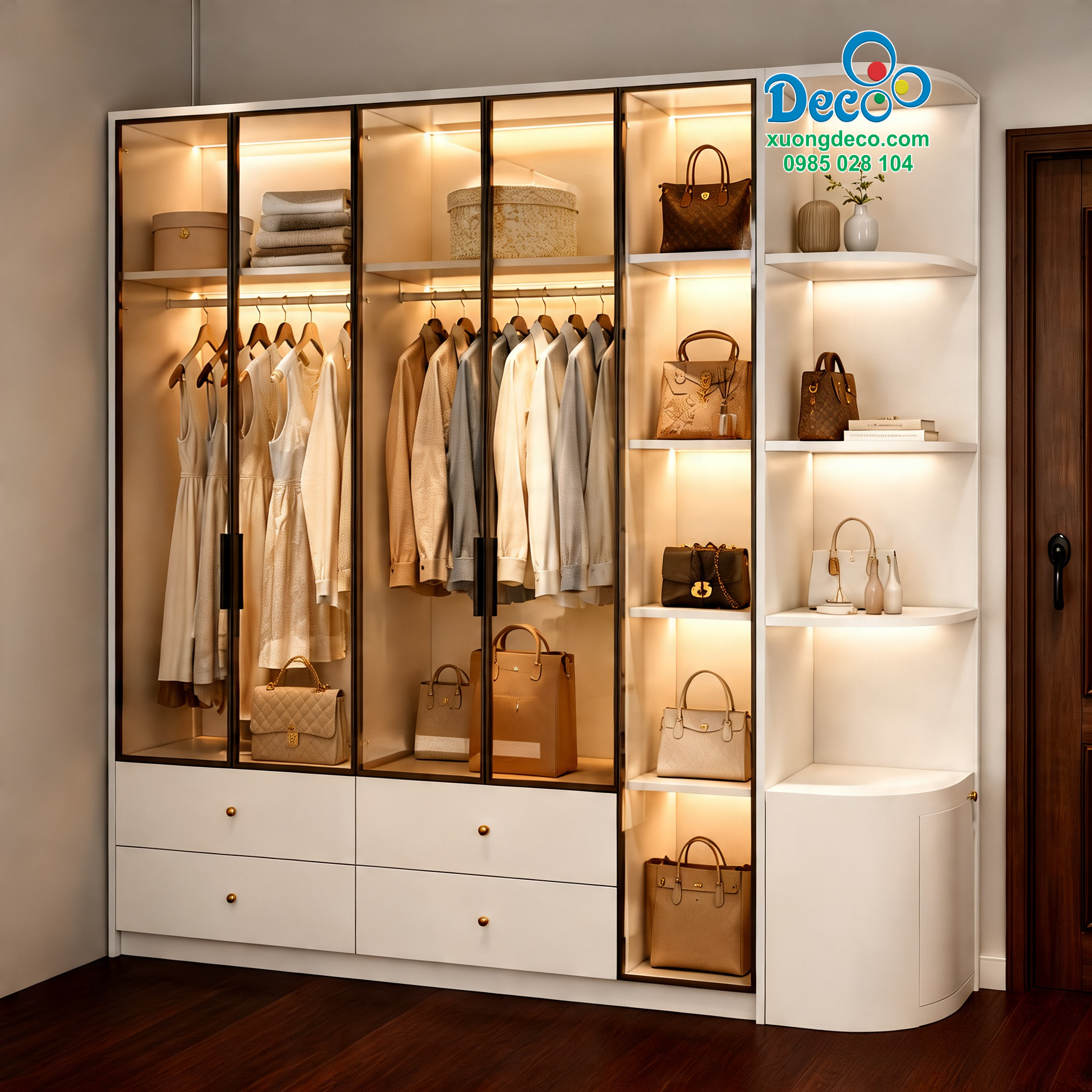 Tủ quần áo cánh kính Deco sang trọng
