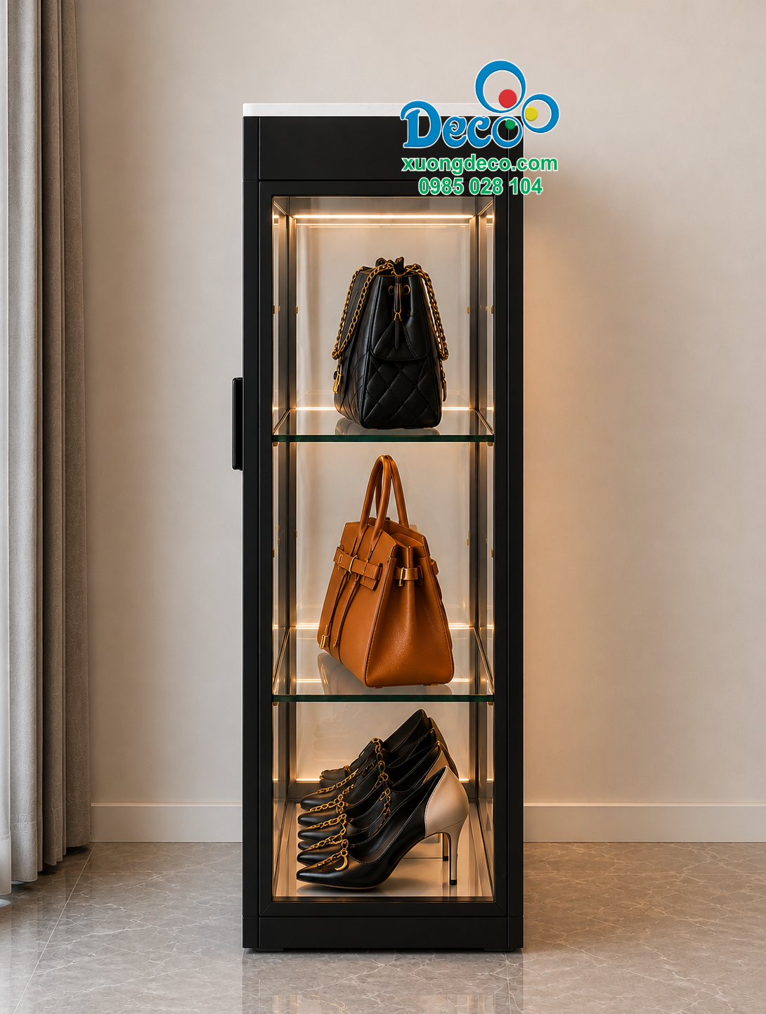 Tủ nhôm kính 4 bề Deco TTLX35