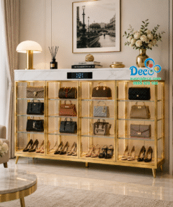 Tủ nhôm kính 4 bề Deco thiết kế dành riêng để trưng bày và bảo quản đồ hiệu