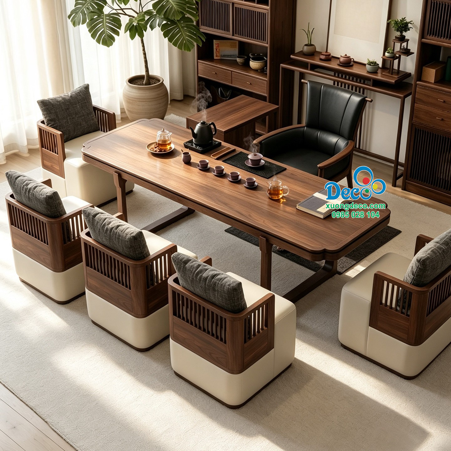 Bàn họp kết hợp bàn trà cao cấp Deco BHBT01