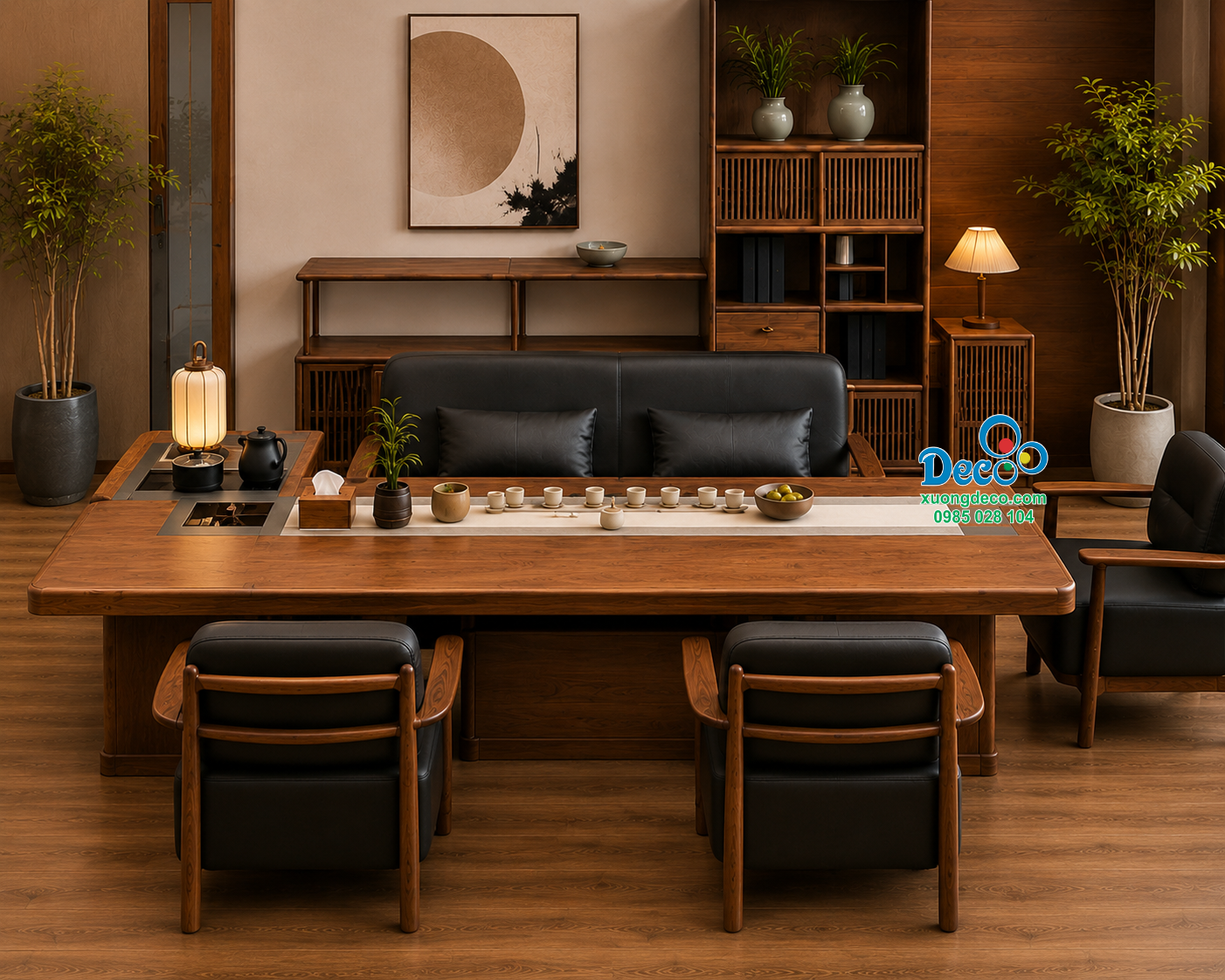 Bàn họp kết hợp bàn trà cao cấp Deco BHBT02