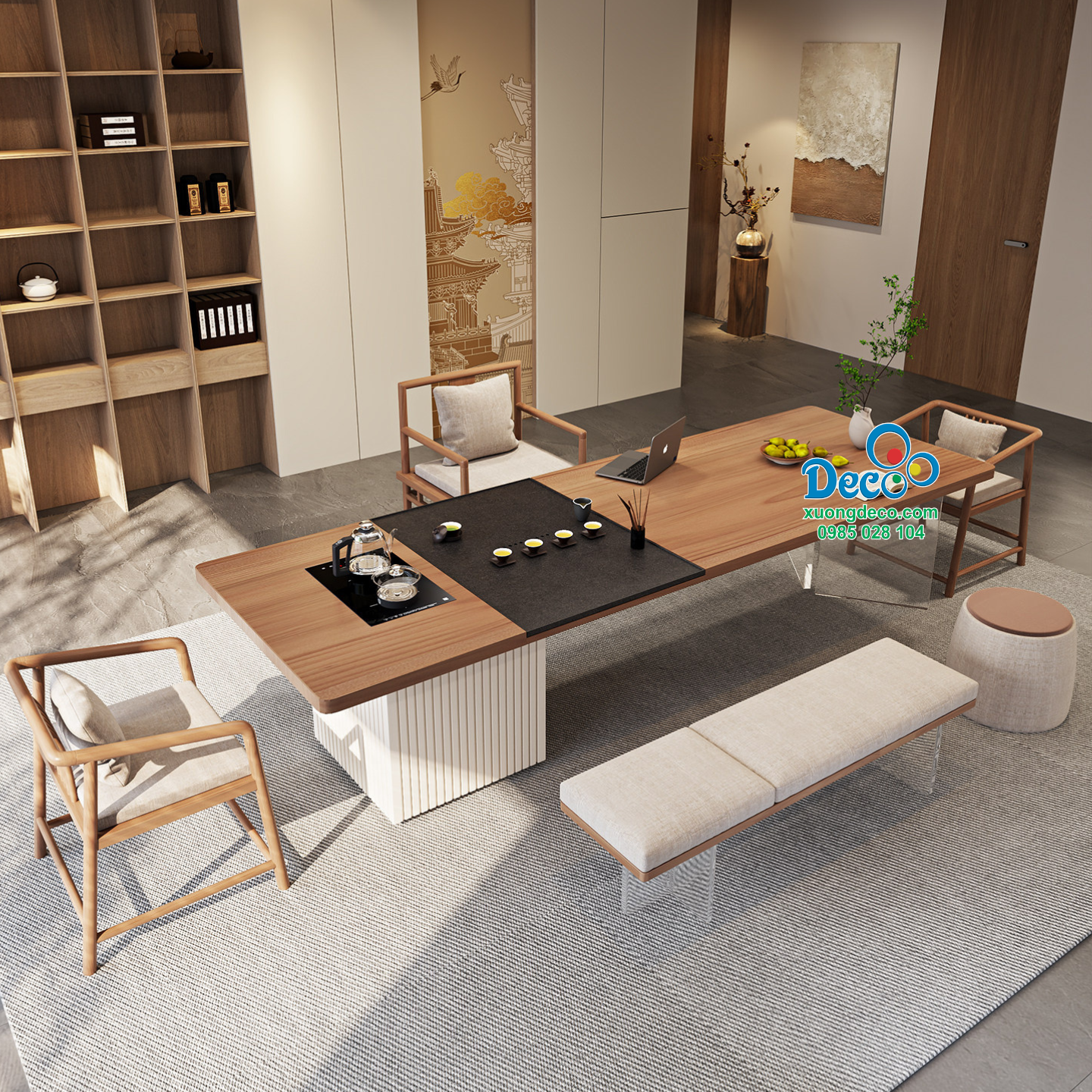 Bàn họp kết hợp bàn trà cao cấp Deco BHBT03