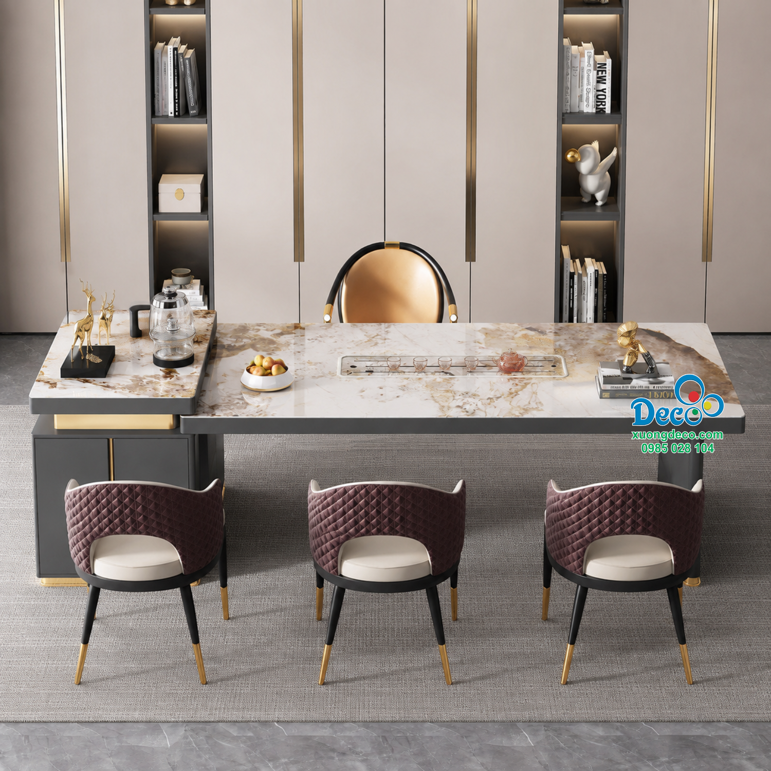 Bàn họp kết hợp bàn trà cao cấp Deco BHBT07
