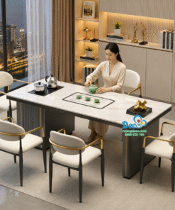 Bàn họp kết hợp bàn trà mặt đá marble