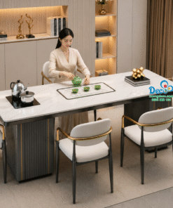 Bàn họp kết hợp bàn trà màu ghi hiện đại