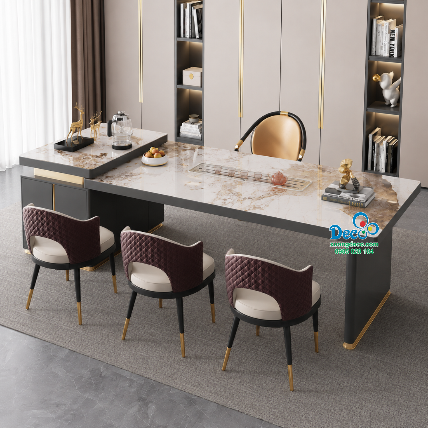 Bàn họp kết hợp bàn trà thiết kế cao cấp