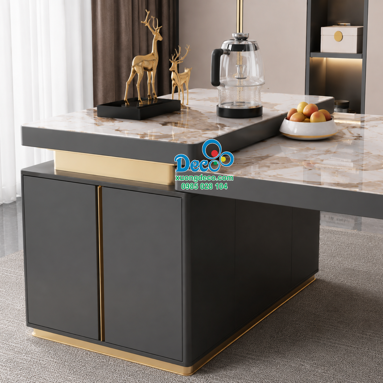 Thiết kế tích hợp bếp điện vào bàn họp kết hợp bàn trà