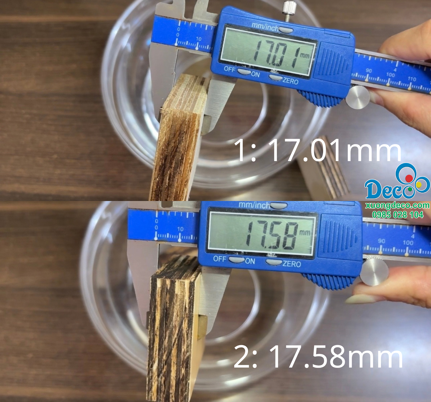 Hình ảnh mẫu plywood HENF ban đầu trước khi thí nghiệm ngâm nước
