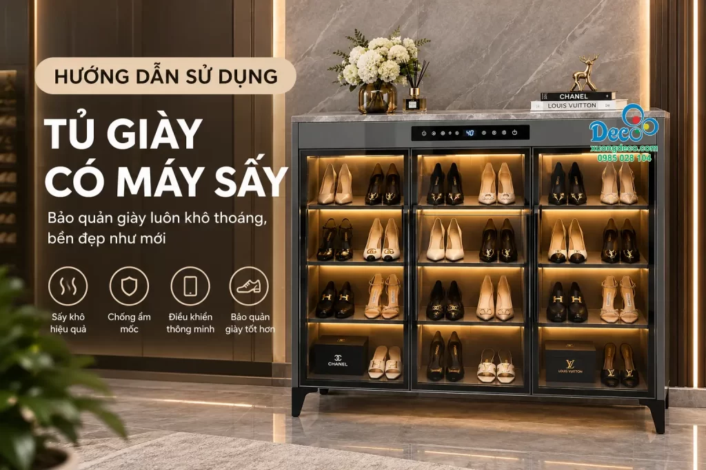 Hướng dẫn sử dụng tủ giày có máy sấy Deco