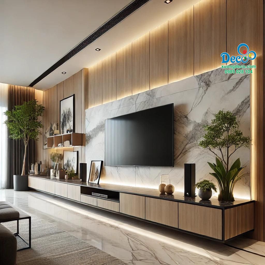 Kệ tivi phòng khách thiết kế hiện đại đồng bộ nội thất