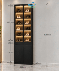 Kích thước tủ giày cánh kính DTG173