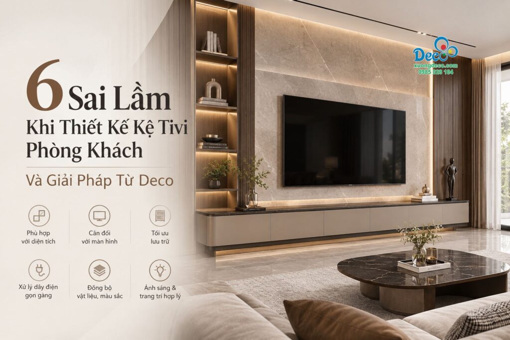 6 sai lầm khi thiết kế kệ tivi phòng khách và giải pháp từ Deco